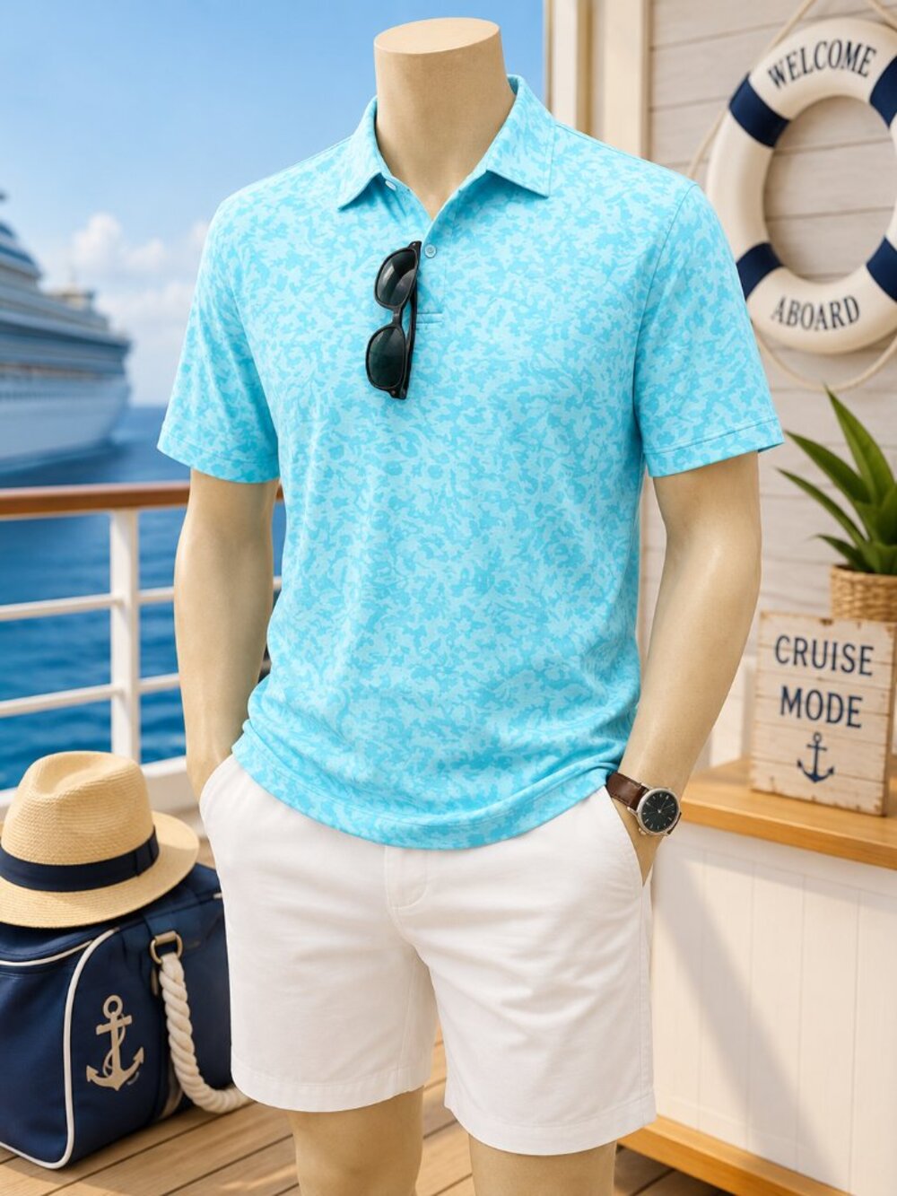 NWT Men's Paisley Pima Cotton Polo Shirt Short Sleeve Classic Fit